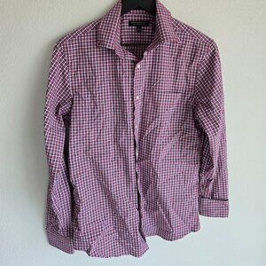 Banana Republic Red and White Checkered Casual Button Down Shirt